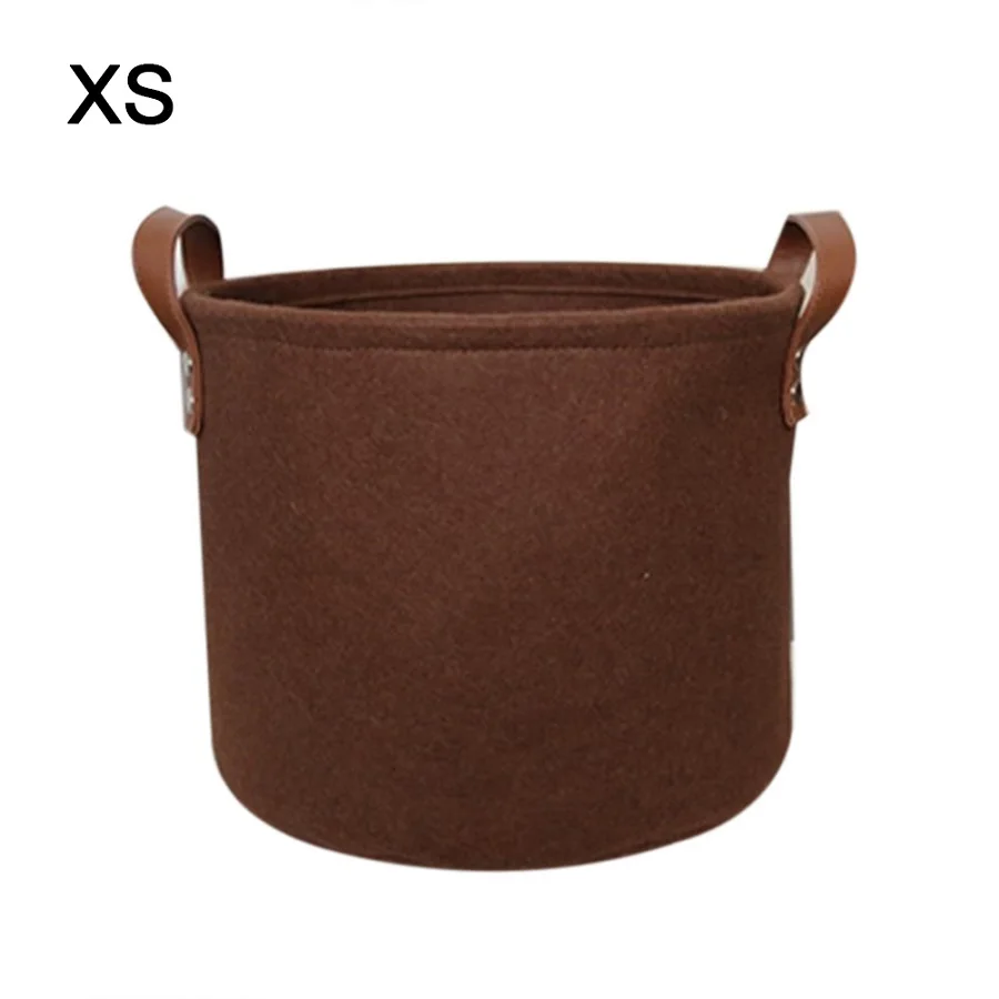 Серая фетровая корзина для хранения спальни шкаф одежда корзина для хранения игрушек с ручкой - Цвет: brown  XS