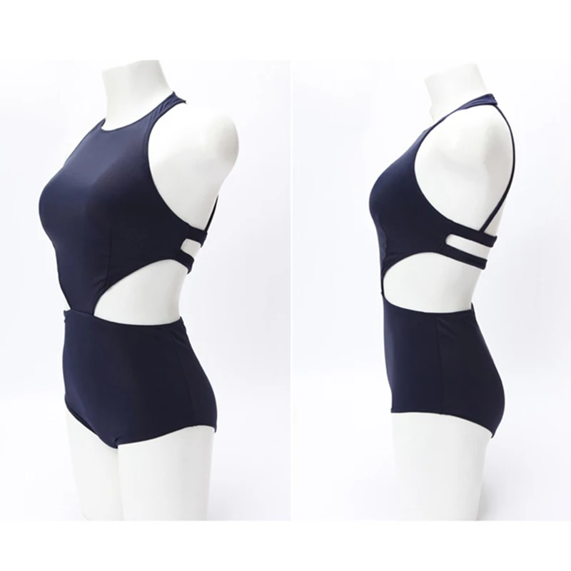 One Piece Swimwear Sexy Women Waist Hollow Sleeveless Backless Solid Black Swimwear Beach String Bathing Suit Bodysuit Beach Wear (3)
