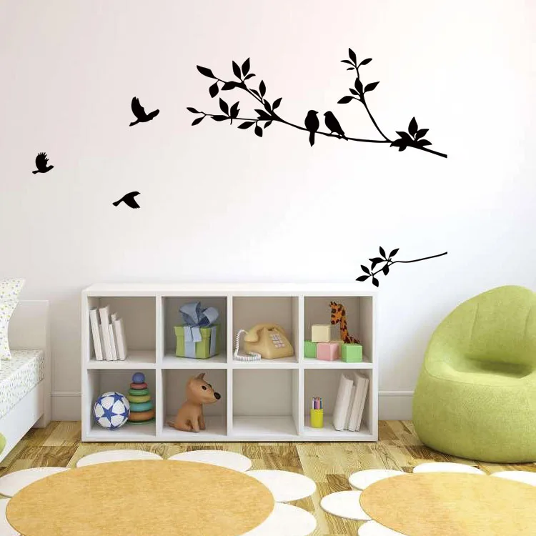 Wall Stickers Tree Branch Black Bird Art Wall Stickers Removable Vinyl Decal Home Wall Stickers