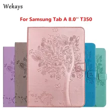 Wekays For Samsung Galaxy Tab A 8.0 '' T355 T350 T351 Case Luxury Cartoon Cat and Tree Leather Flip Case Stand Full Cover Capa