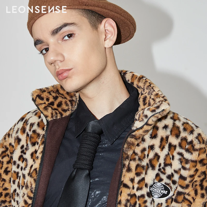LEONSENSE New Luxury Faux Fur Coat Leopard Print Winter men Jacket Turn Down Collar Loose Men's Leisure zipper warmed Outerwear LEONSENSE New Luxury Faux Fur Coat Leopard Print Winter men Jacket Turn Down Collar Loose Men's Leisure zipper warmed Outerwear