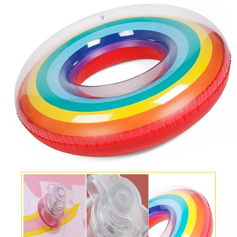 

Water Sports Swim Rings PVC Inflatable Rainbow Pool Swimming Ring Thicker Floating Ring Lifebuoy For Sailing Floating pool toys