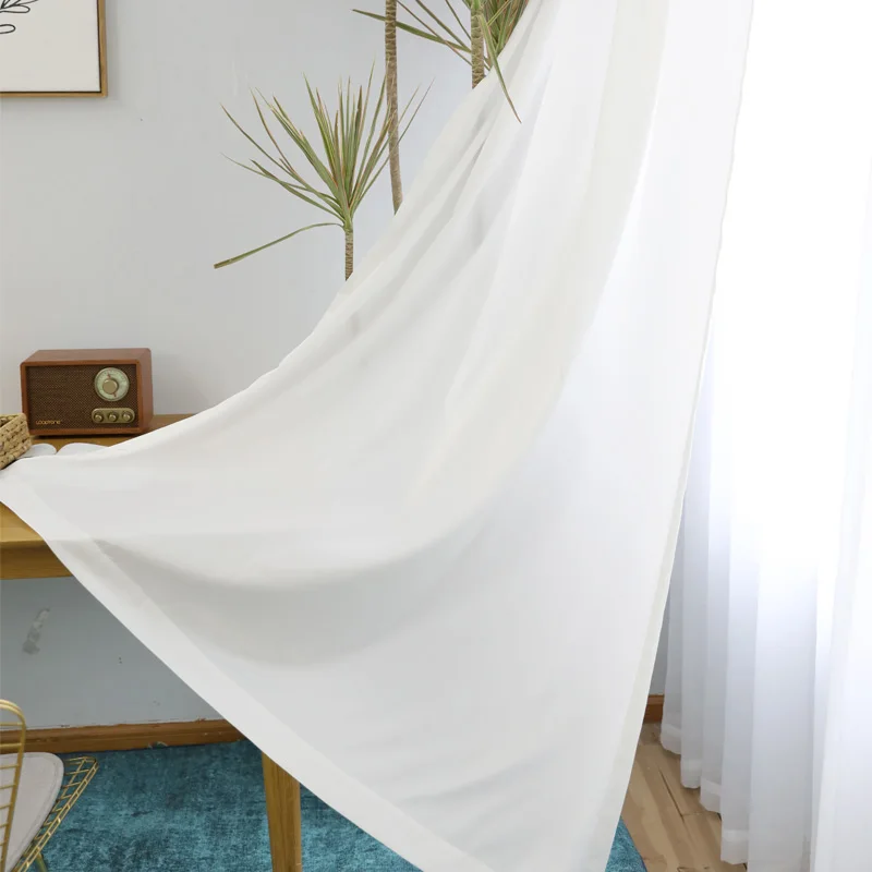 White Curtains for Living Room - Modern Korean Style Window Curtain for Bedroom, Kitchen - Customized - CITYINCITY image 3