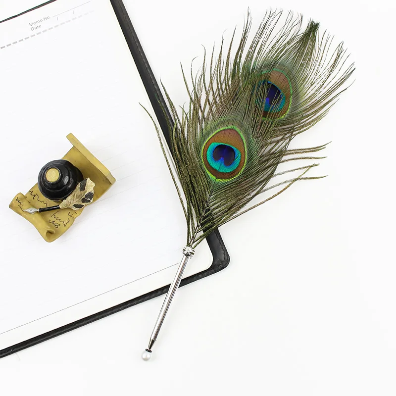 

Cute Creative Peacock Feather Ballpoint Pen Home Decoration Stationery Gift For Kids Students School Supplies Student