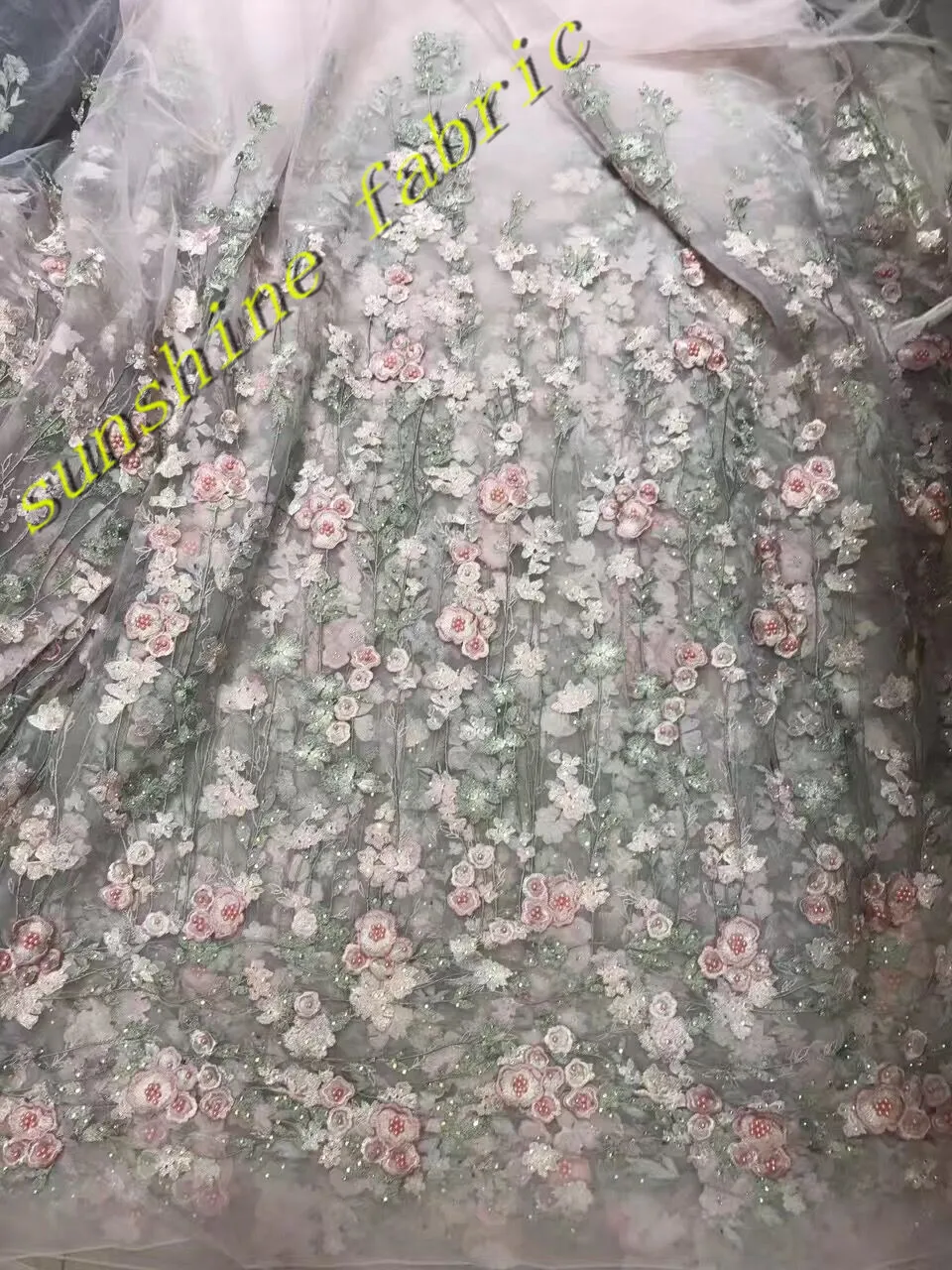 

Fashion african french lace fabric high quality New coming tulle net lace fabric with stones and beads for wedding dress