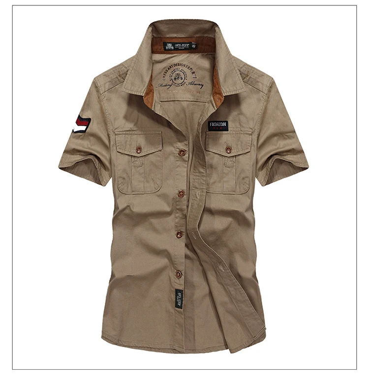 AFS JEEP, брендовая армейская Военная рубашка, мужские рубашки, лето, хлопок, с коротким рукавом, мужская рубашка размера плюс 3XL, Camisa Masculina 3XL