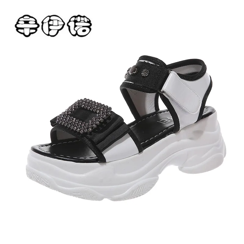 

2019 new INS hot PVC platform sandals women summer Print footwear ladies crystal casual women beach wedges shoes woman
