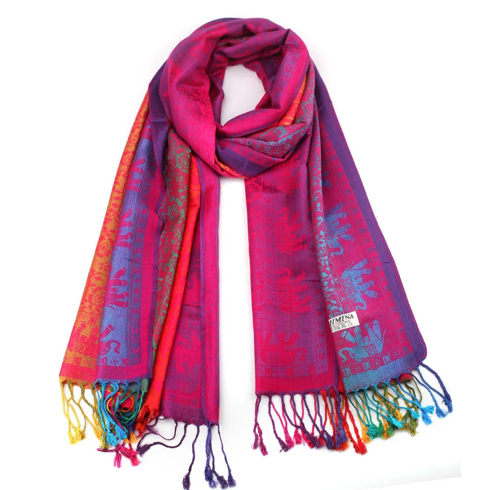 Женский шарф в винтажном этническом стиле, двухсторонний шарф в этническом стиле с изображением слона, шарф-шаль, шарфы для женщин Fular#10