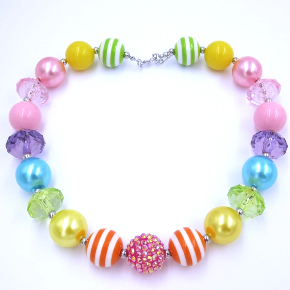 

2018 New Kids Girls Chunky Bead Strand Bubblegum Necklace Women Choker Necklace Infants Baby Fancy Dress Up Jewelry Accessories