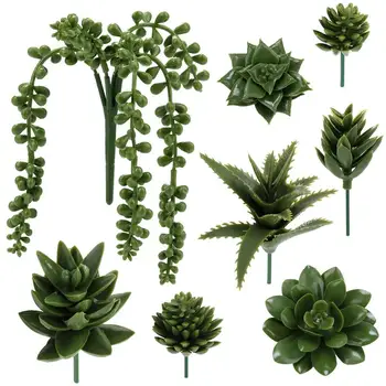 

8PCS Artificial Succulent Party Decorative Fake Plant Faux Succulent Landscape Lotus Flower Arrange for Home Garden Table Decors
