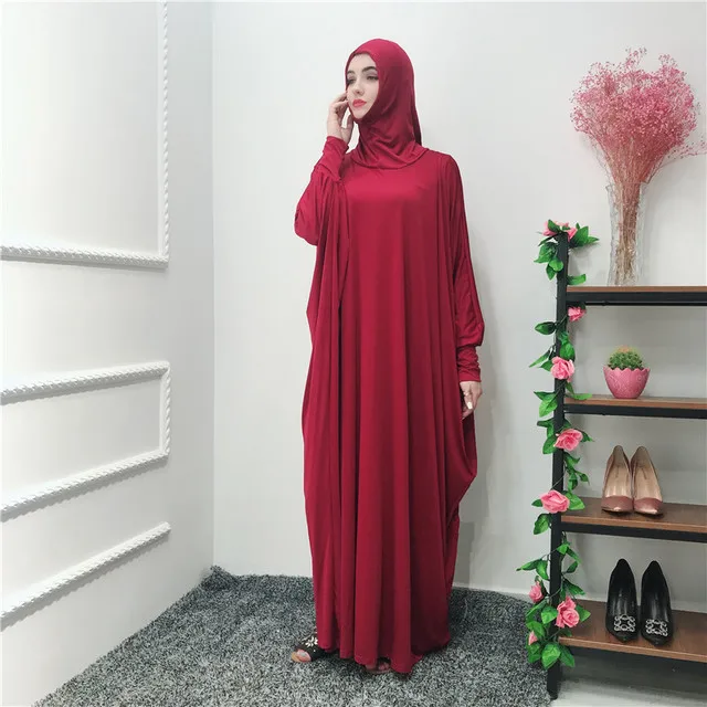 Women Prayer Garment Muslim Clothing One Piece Hijabs Abaya Robe Dress Full Cover Ramadan Thobe Gown Islamic Dubai Saudi Arab