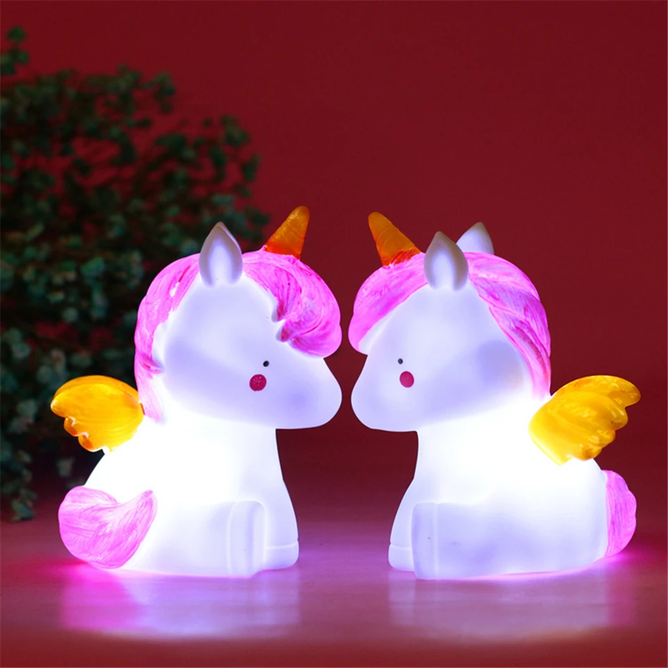 

LED Unicorn Nightlight Baby Room Luminaria Dinosaur Table Lamp Cartoon Bedside Decoration Maison Unicornio baby birthday gift