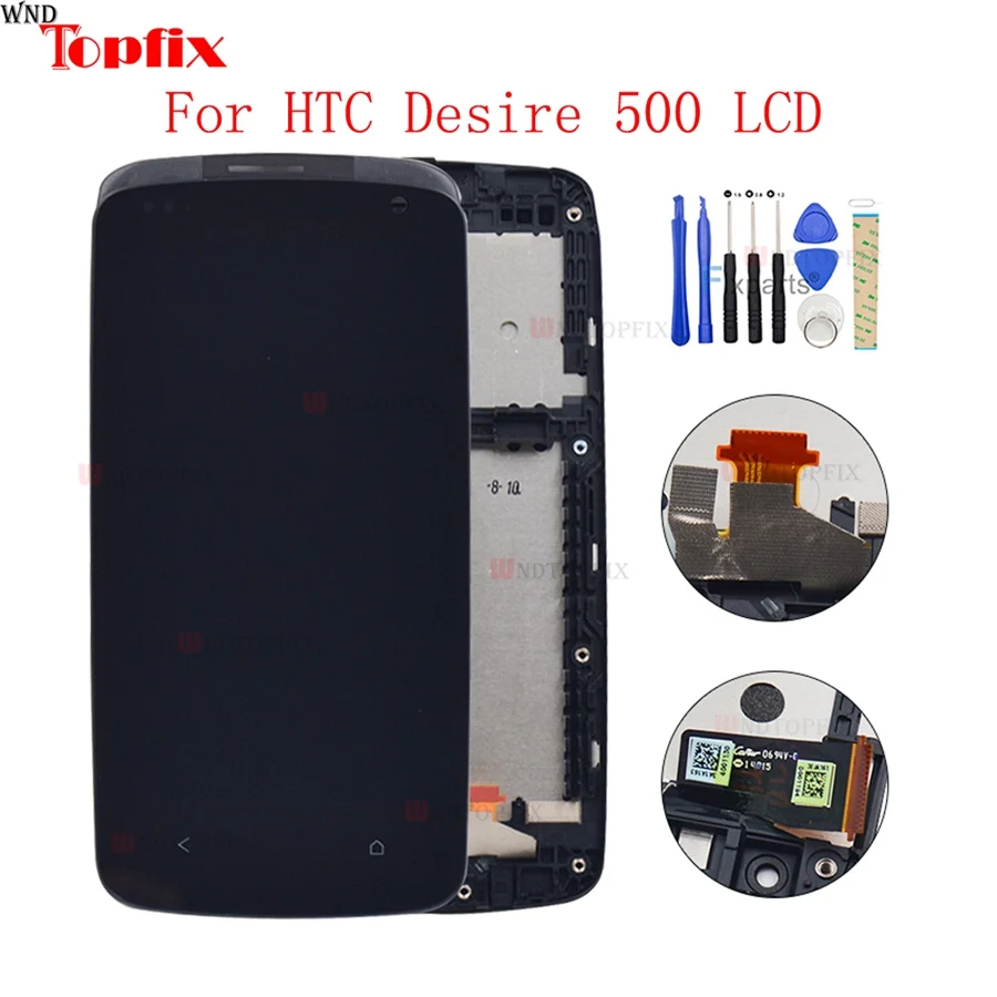 

4.3"Inch 100%Tested LCD For HTC Desire 500 LCD Display Touch Screen Digitizer With Frame Replacement For HTC 500 LCD