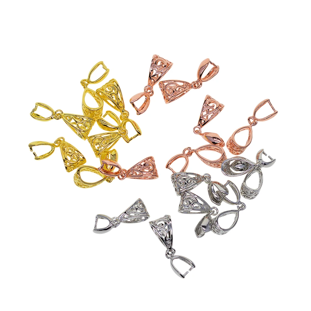 18Pcs, 3 Mixed Colors Pinch Bails Clasp Connectors for Pendant Making - Gold, Rose Gold & Platinum (1.02 x 0.35 x 0.28')