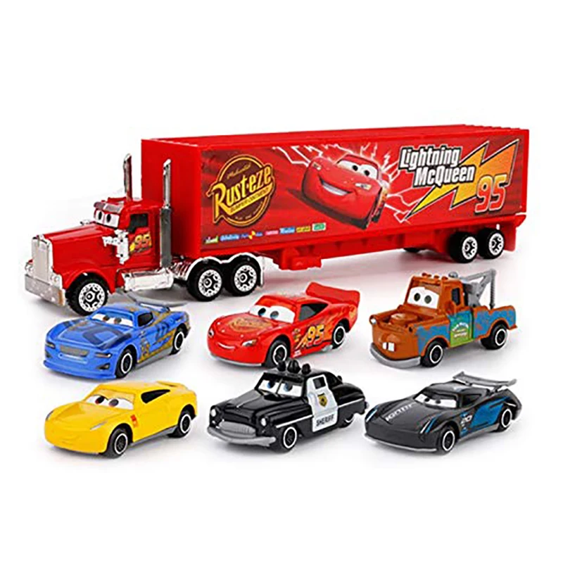 7 шт./компл. Diecasts Pixar Cars 3 Lightning Jackson Storm Cruz Mater Mack Uncle Truck 1:55 автомобиль из литого