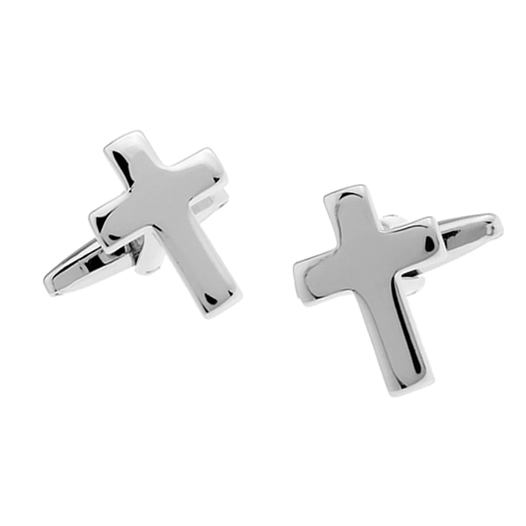 

1 Pairs High Polished Brass Metal Cross Christian Cufflinks Mens Shirt Cuff Link Fashion Jewelry