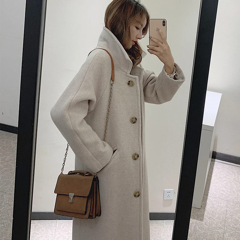 Женское длинное шерстяное пальто cappotto donna kaban свободное и куртка для осени зимы