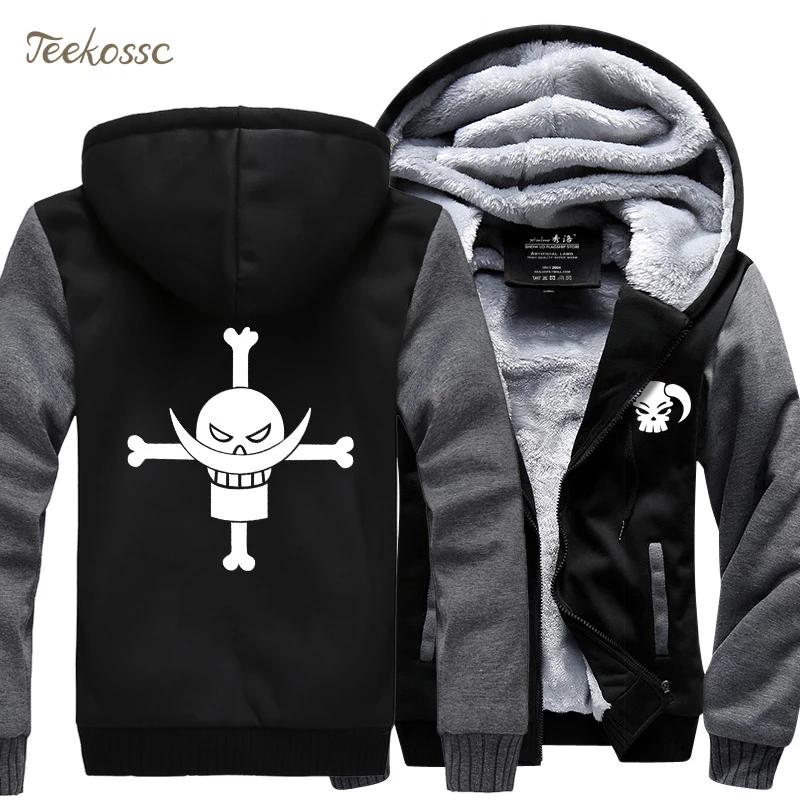 Japanese Anime One Piece Monkey D Luffy Sweatshirt Hoodies Men 2018 Winter Warm Jackets Thick Zipper Hooded Hoodie Cartoon Coat