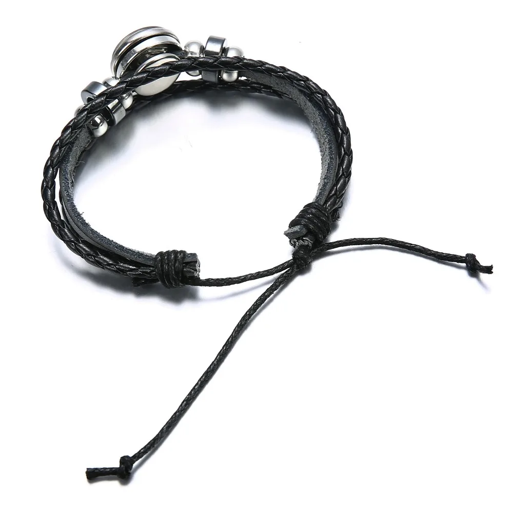 Multi Layers Black Leather Bracelets for Men Women Game of Thrones Snap Button Badge Charms Bracelets Punk Wolf Head Bracelets Multi Layers Black Leather Bracelets for Men Women Game of Thrones Snap Button Badge Charms Bracelets Punk Wolf Head Bracelets