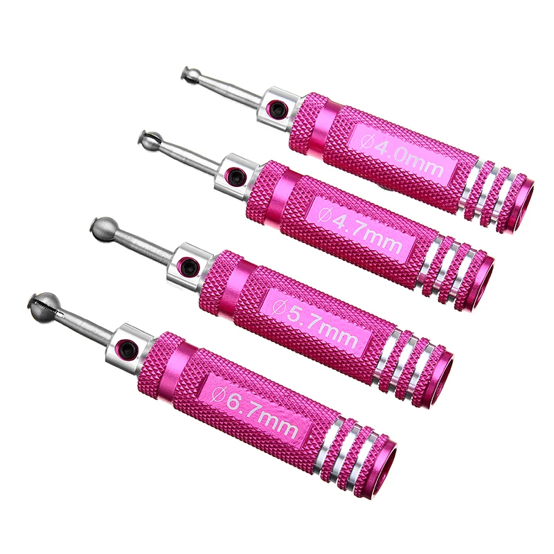 

4pcs Hard Steel 4.0/4.7/5.7/6.7mm Ball Head Reamer Driver Repair Tools Kit For RC Model Tool New