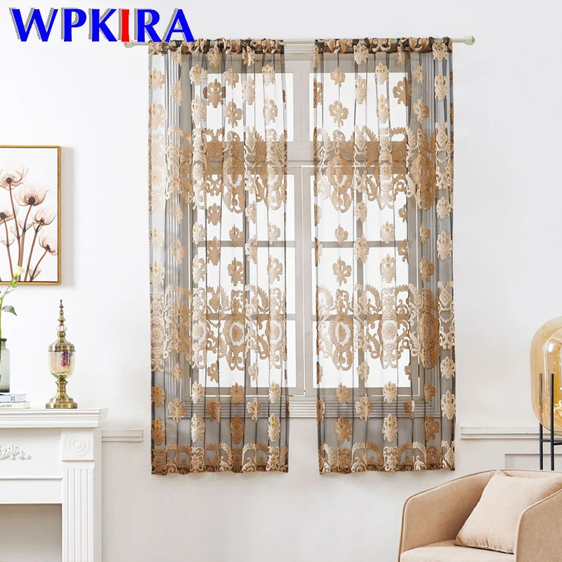 

1 PCS Rod Pocket Multiple Color Short Curtains Living Room Gold Thread Crown Tulle Small Window Kitchen Drapes Hot Sale Dl044D3