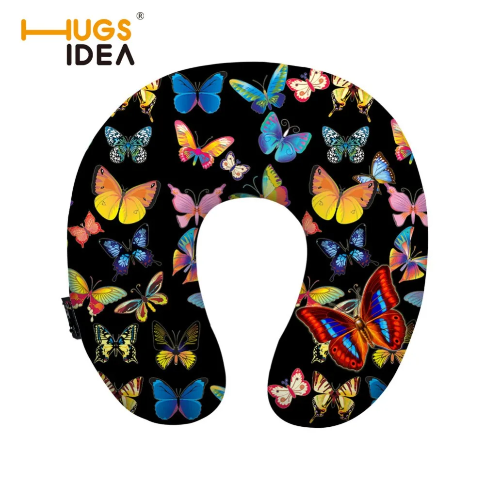 

HUGSIDEA Printing Butterfly Memory Foam Neck Head Rest Cushion Soft Travel Pillow U Shaped Office Car Pillow 28cm x 28cm x10 cm