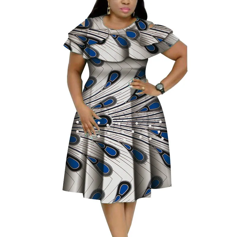 new summer elegent fashion style printing african women cotton plus size dress XS-6XL