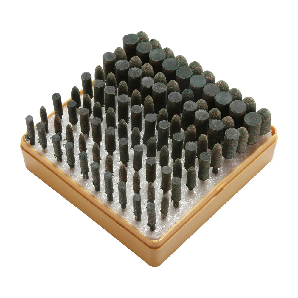 

100 Pcs Assorted Sesame Grinding Head Set Elastic Sponge Grinding Cylinder&Taper Head Grinding Metal&Non-Metal Polishing Head