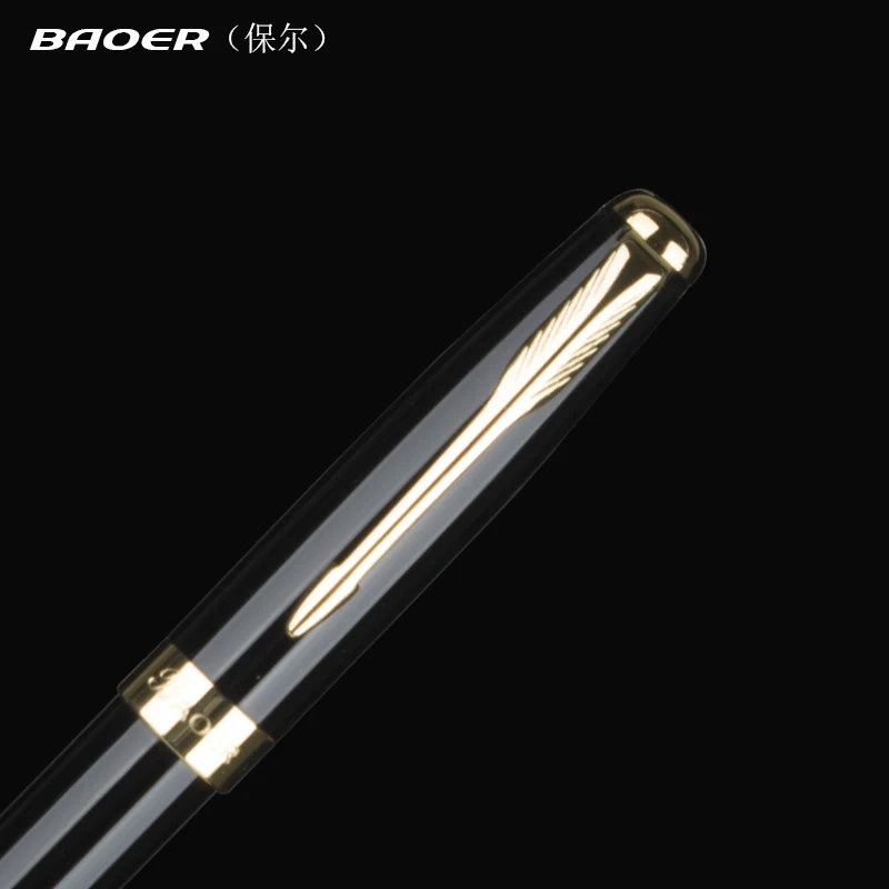 Канцелярские товары акция модная гладкая черная шариковая ручка Baoer серии 388