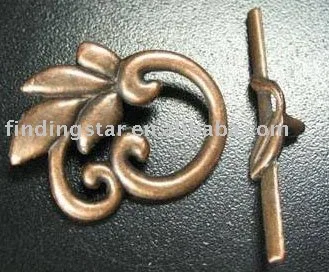 

FREE SHIPPING 60sets Antiqued copper leaf toggle clasps A676C
