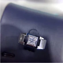 ANI 18K White Gold (AU750) Men Ring Certified F-G/SI Luxury 0.337 CT Princess Cut Natural Diamond Engagement Male Fine Jewelry