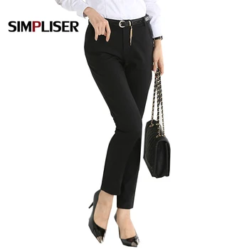 

Plus Size Black Woman Formal Office Work Suit Pants xxxl Female Business Wear Trousers Femme Pantalon Pencil Pants