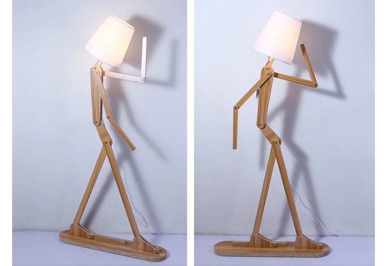 Creative Human Figure Floor Lamps Wooden Log Fabric Stand Light Living Room Bedside Piano Lighting Nordic E27 Standing Lights (16)