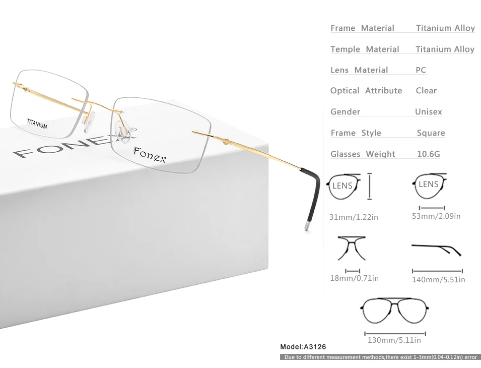 Без оправы Оправа очков из титанового сплава мужские сверхлегкие квадратные очки по рецепту женские бескаркасные очки для близорукости
