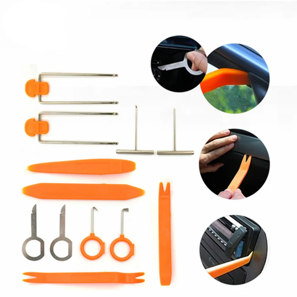 12pcs/Set Car Stereo Installation Kits 4pcs Car Radio Removal Tool Car Audio Panel Door Clip