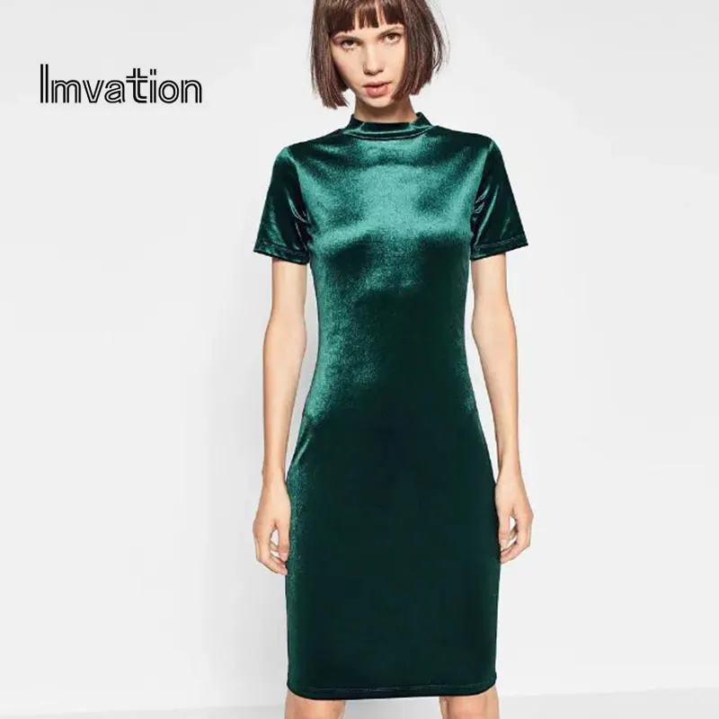 

Imvation New 2017 Women Velvet Dress Women Solid Color Dress Short Sleeve Vestidos Dress Harajuku Dress Women