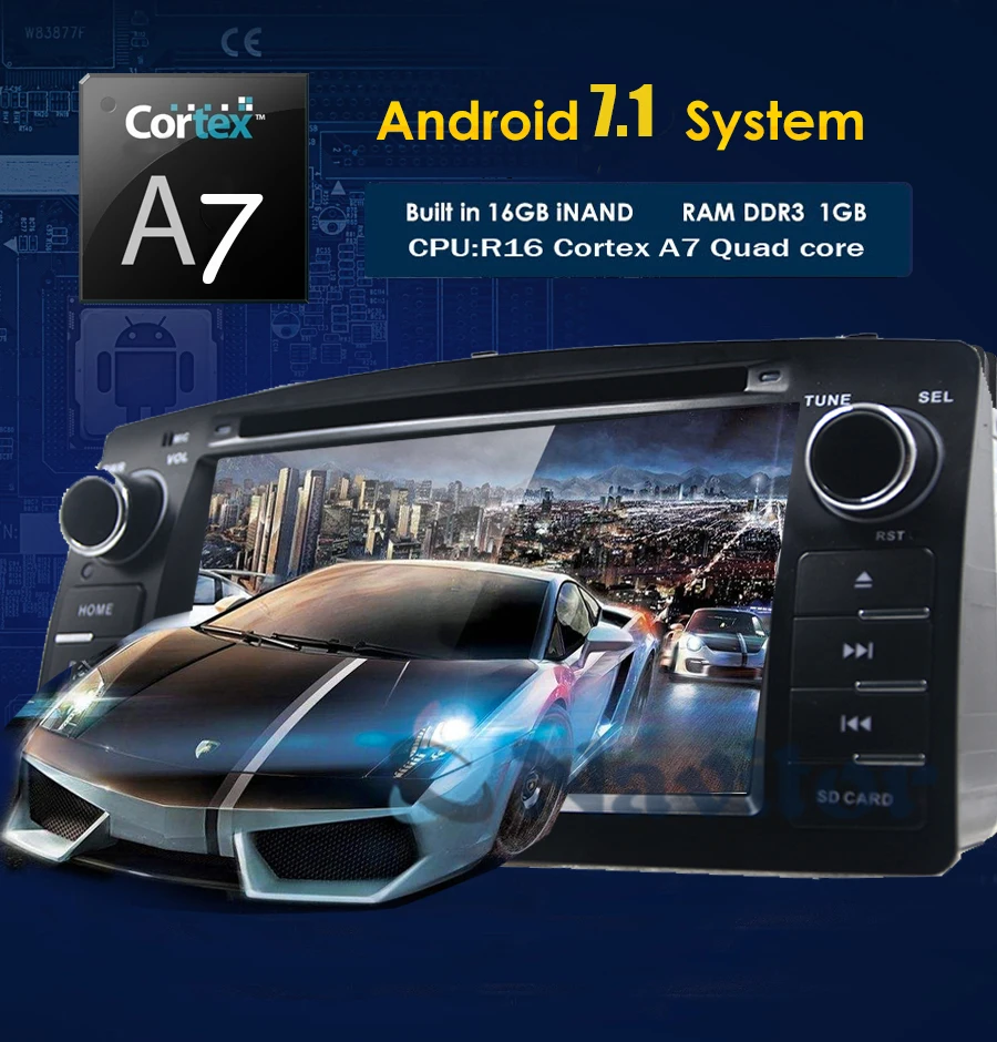 Perfect Quad Core 2 Din Android 7.1 Car Dvd Player Radio Stereo For Toyota Corolla E120 Byd F3 1g Ram With Touch Screen Wifi Bt 5