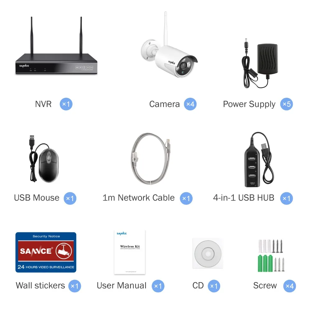 SANNCE 8CH HD 960P беспроводная домашняя система безопасности 1080P HDMI NVR с 4 шт наружные