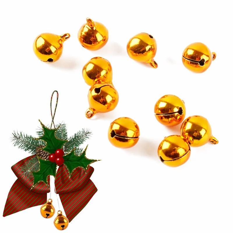 

10pcs Gold Iron Metal Jingle Bell Decorations Christmas Decoration For Home Pet Pendants Key DIY Crafts 2019 New Year Decor