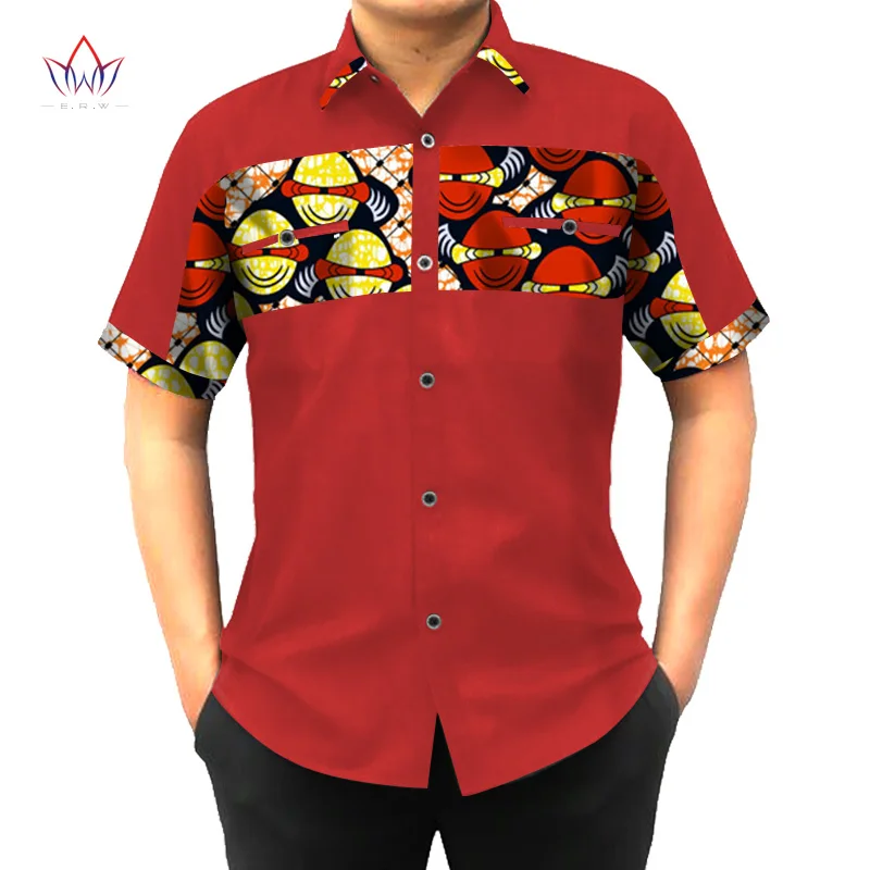 На заказ африканская одежда с принтом рубашка мужская с коротким рукавом Дашики Мужские Рубашки s Slim Fit африканская одежда размера плюс 6XL BRW WYN302 - Цвет: 1