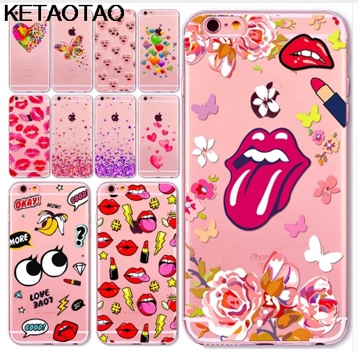 KETAOTAO милые розовые сексуальные чехлы с сердцем и губами для iPhone 4S 5C 5S 6S 7 8 Plus XR XS Max