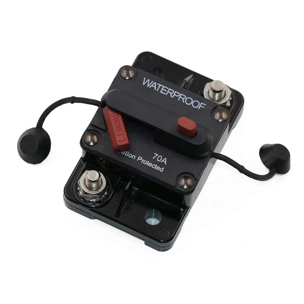 70A Waterproof Circuit Breaker Fuse Holder with Manual Reset Toggle