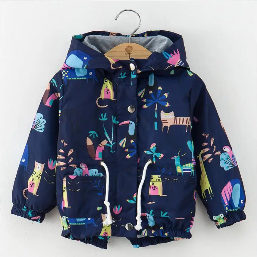 1-6Yrs Cute Printing Winter Children Coat Autumn Kids Girls Jacket Boys Outerwear Coats Active Windbreaker Baby Clothes Clothing