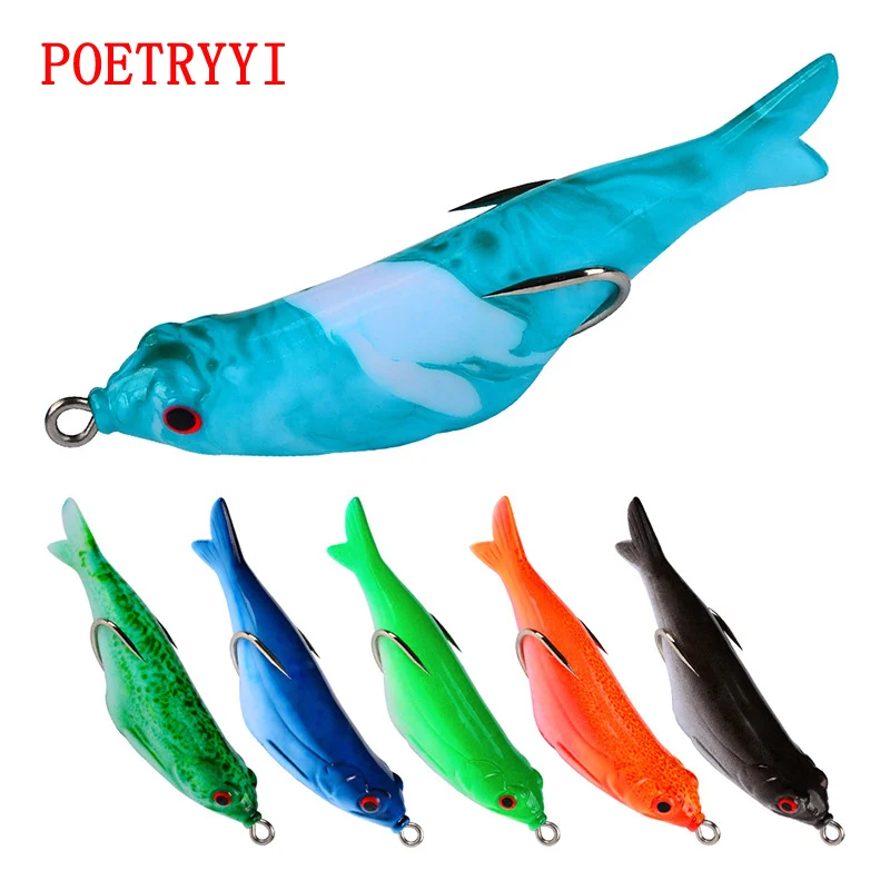 

1 PC 10CM/14G Artificial Soft Cork Bait Japan Fishing Bait Frog Lure High Hooks Topwater Ray Frog Fishing Bait 30