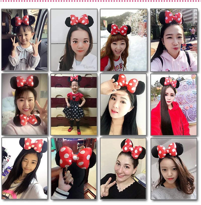 Hair Accessories Hair Headband Christmas Hairband Cute Mickey Ears Bows Headband Pink Ear Headband Bow Hair Accessories For Girls Birthday Party Celebration