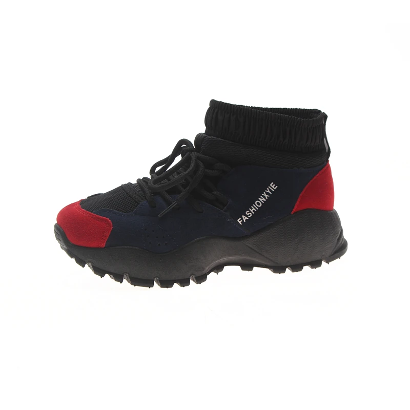 

YeddaMavis Platform Sneakers Womens Shoes 2019 Spring Muffin Bottom Socks Casual Shoes Lace Up Women Shoes Woman Running Shoes