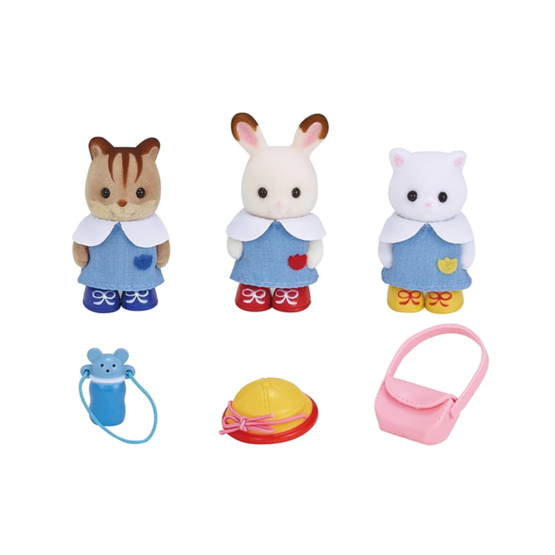 Sylvanian Families пушистый кукольный домик с животными, комплект из 3 предметов для маленьких друзей, с сумками, подарок для девочек, новинка 5262