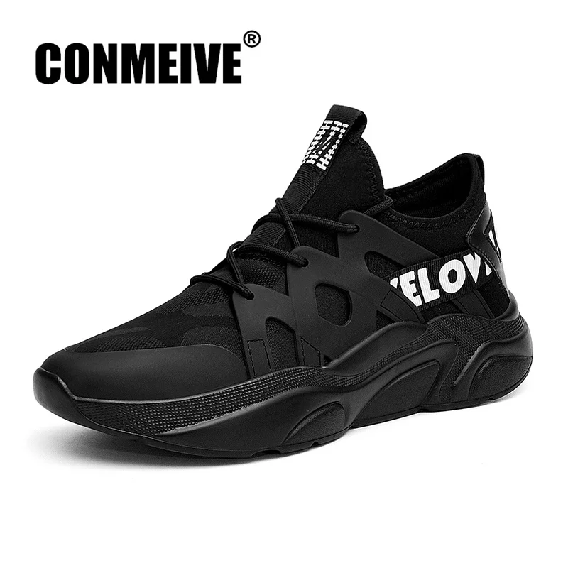 

2018 New Autumn Winter Mens Shoes Fashion Breathable Black White Sneakers Lace-up Light Luxury Brand Trainers Men Casual Shoes