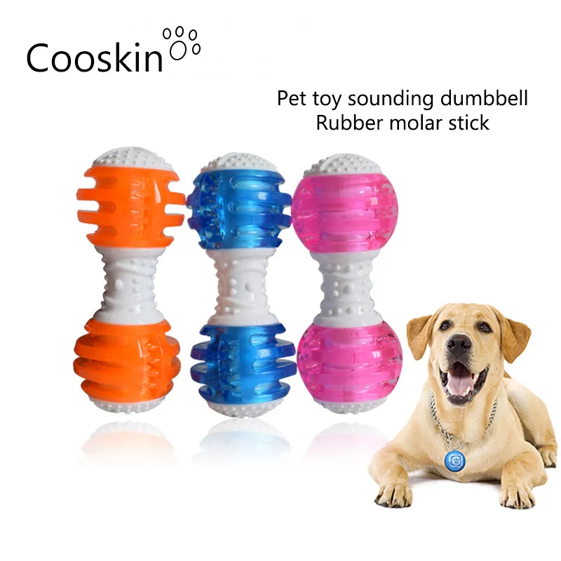 1 pc Pet toy Sound bite Resistance Wear resistant Dog squeaker Tooth Cleaning Grind dumbbell TPR