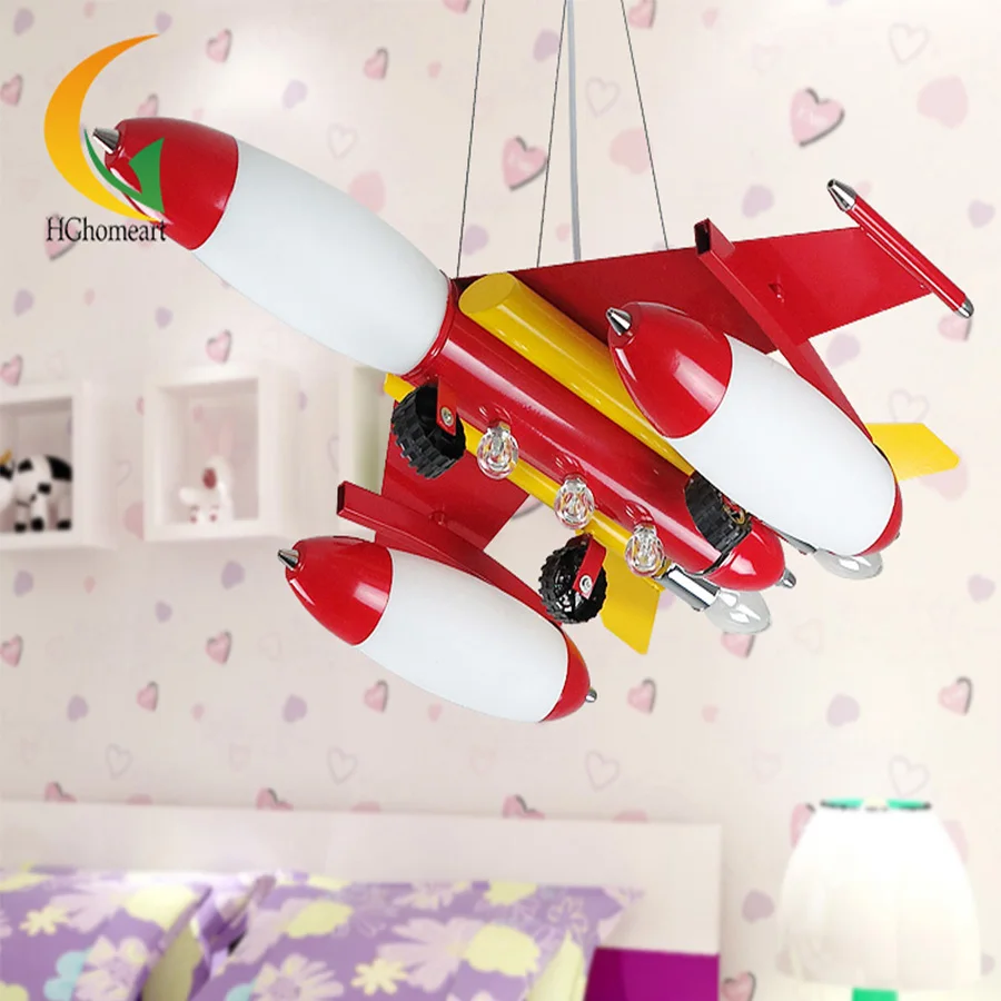 

Iron aircraft baby room chandeliers Led acrylic 3 head pendant lamp modern chandelier Led Resin children's kids bedroom loft